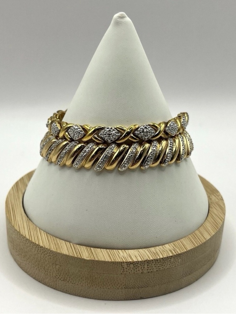 Gold Silver Twist Bracelet Set - Women's Jewelry